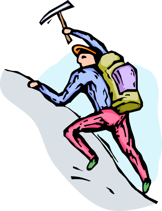 Vector Illustration Of Mountain Climber Climbs Rock - Climbing (537x700), Png Download