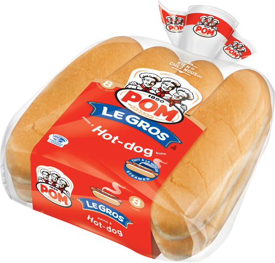 Pom® Le Gros Hot Dog Buns 8-pack - Pain Pom (563x537), Png Download