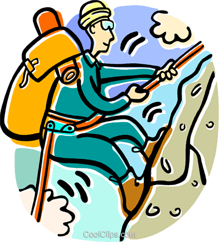 Mountain Climber Royalty Free Vector Clip Art Illustration - Clipart Climbing A Mountain (435x480), Png Download