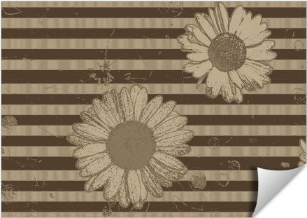 Beige Daisies On Striped Background - Door Mats (674x516), Png Download