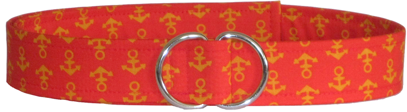 Red And Orange Anchor D-ring Belt By Oliver Green - Heart (850x230), Png Download