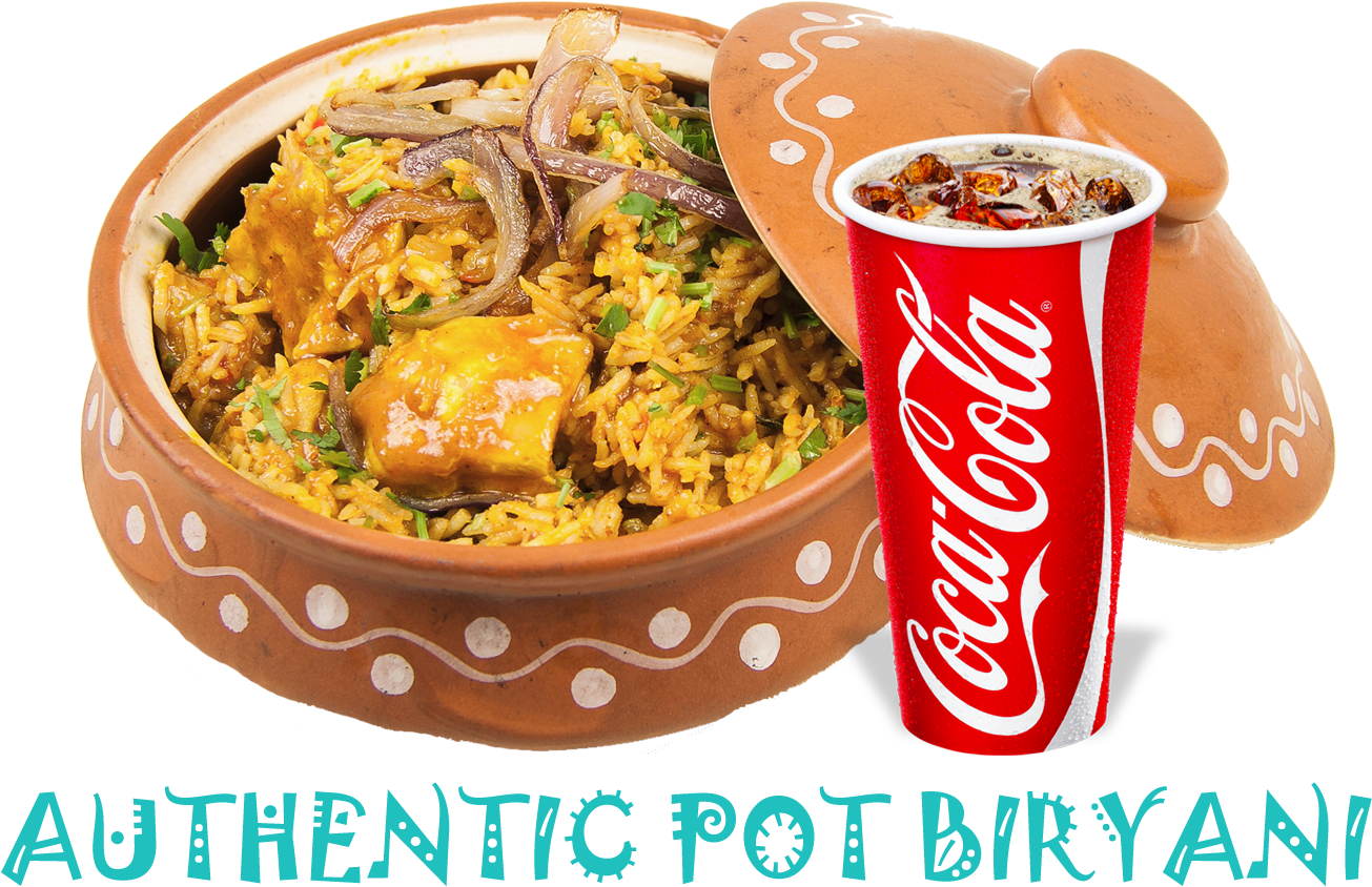 Hyderabadi Dum Biryani - 12oz Coke Paper Cup (1620x911), Png Download