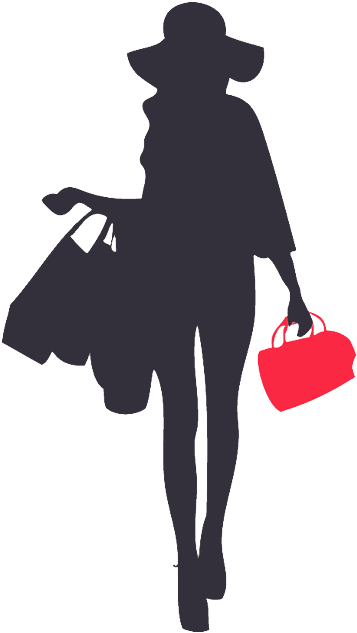 Chica De Compras Silueta (422x661), Png Download