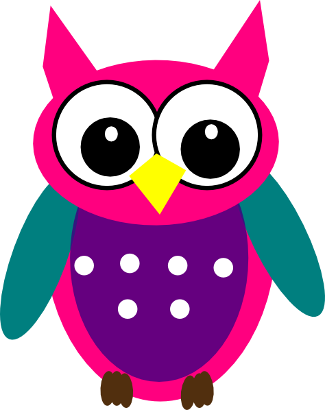 Pink Purple Turquoise Owl Clip Art At Clipartimage - Pink And Purple Owls (474x598), Png Download
