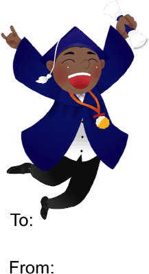 Graduation Boy Leaping Gift Tag Gift Tag - Graduation Ceremony (286x501), Png Download