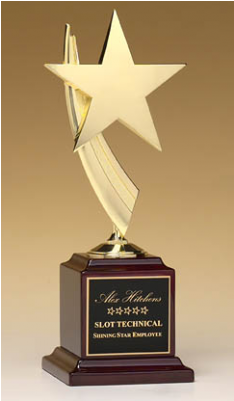 Cast Star Trophy On Rosewood Base - Goldtone Casting Star And Rosewood Award (600x400), Png Download