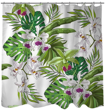 Seamless Vector Pattern Of Exotic Vector Drawn Flowers - Moth Orchid (400x400), Png Download
