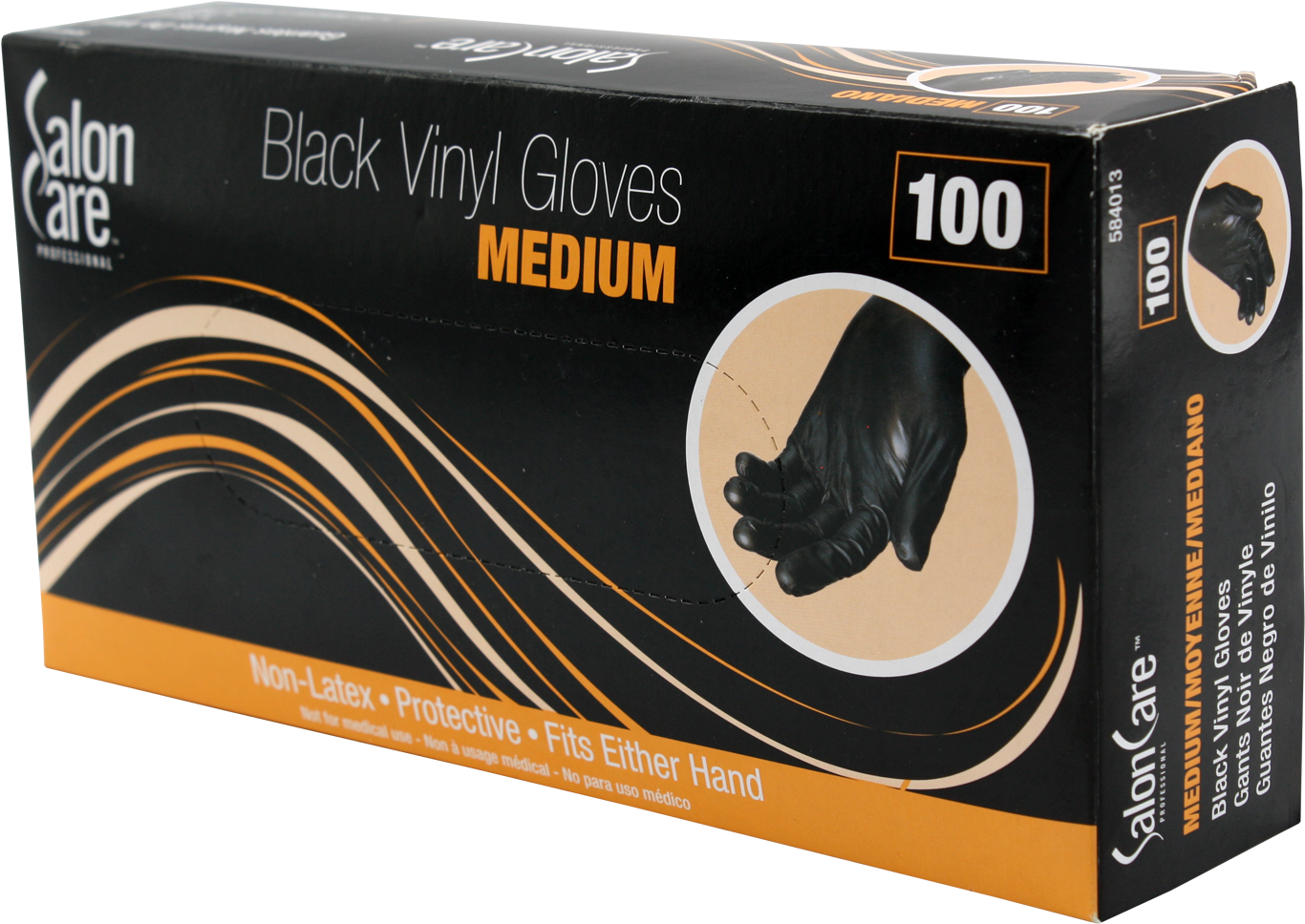 Salon Care T584052 Medium Black Vinyl Gloves (1400x1400), Png Download