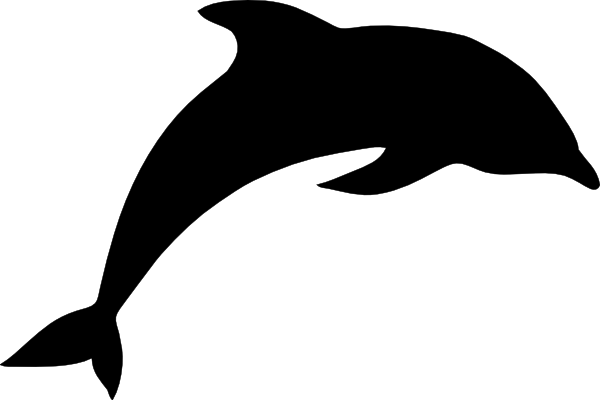 Dolphin Clip Art - Black Outline Of A Dolphin (600x400), Png Download