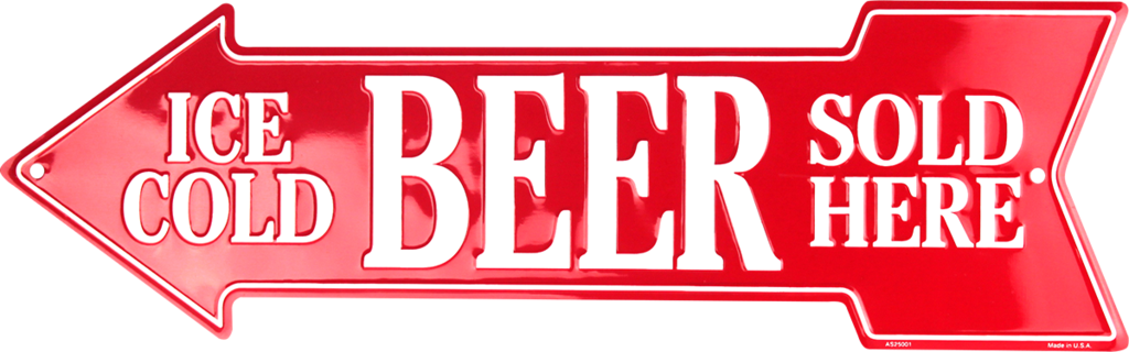 Ice Cold Beer Sold Here - Ice Cold Beer Sold Here Left Arrow Metal Sign (20x6) (1024x320), Png Download