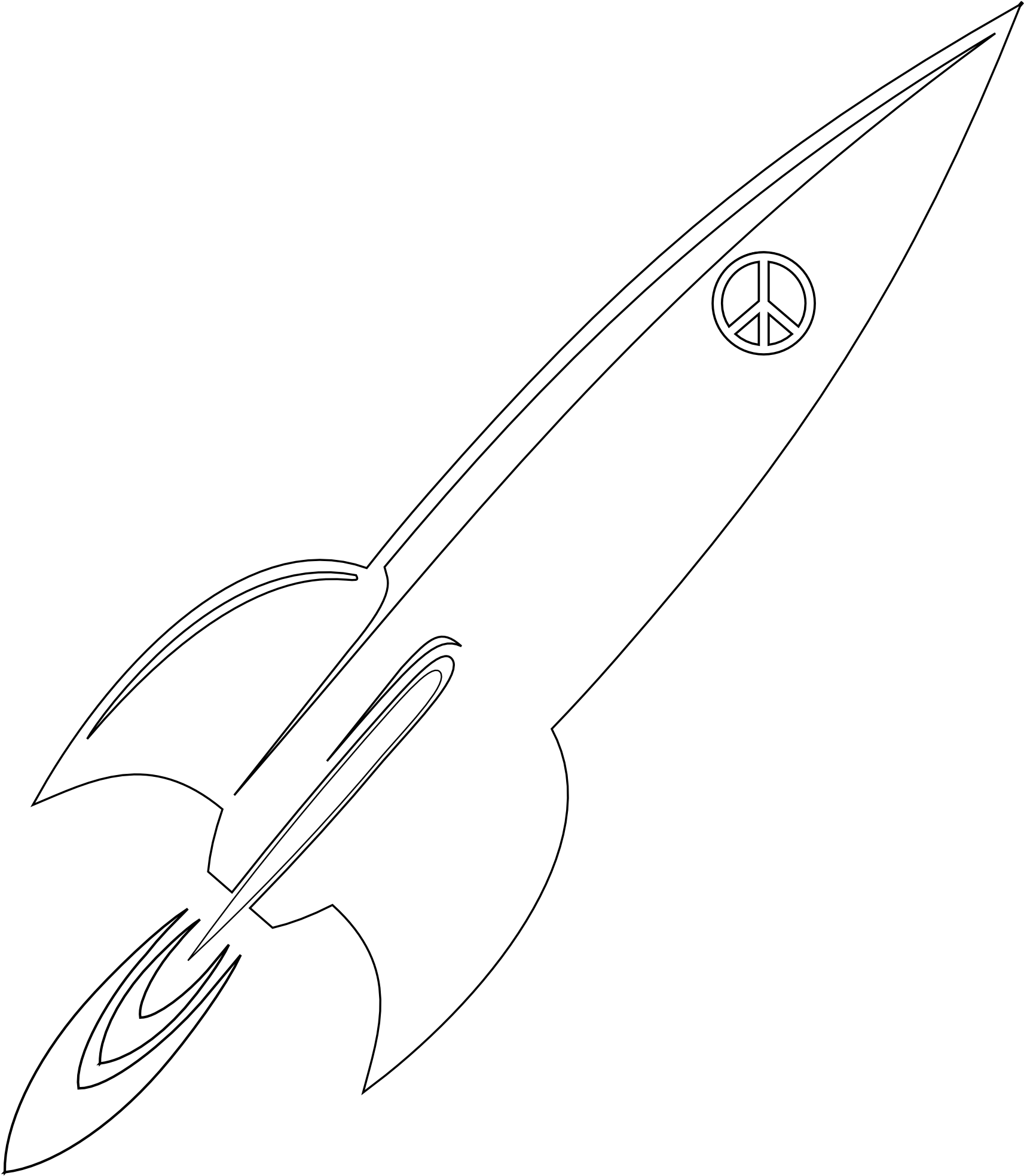 R Is For Rocket Black White Line Art Christmas Xmas - Knife (1979x2267), Png Download