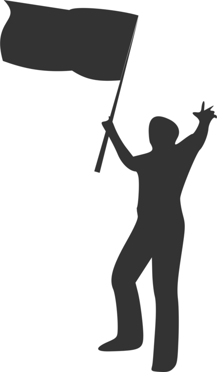 Silhouette Person Flag Of The United Kingdom Raising (438x750), Png Download