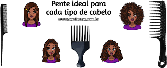 Pente Ideal Tipo De Cabelo - Pente Para Cabelo Cacheado (713x278), Png Download