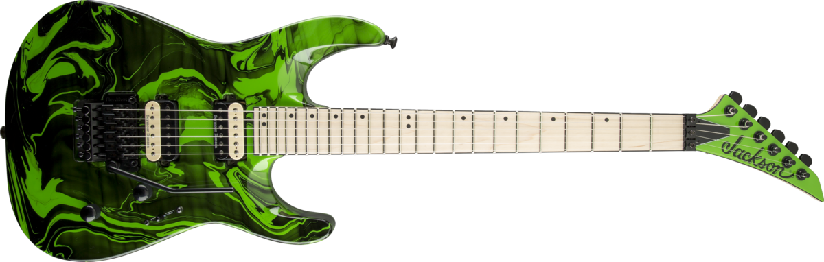 Jackson Dk2m Pro Dinky Green Slime Swirl - Jackson Pro Rhoads Rrmg Electric Guitar Satin Silver (1200x382), Png Download