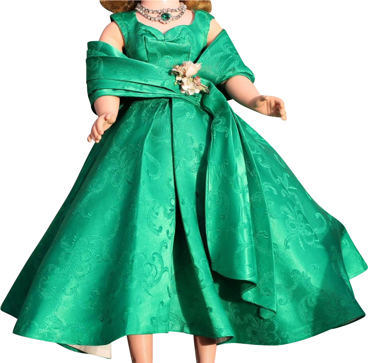 Madame Alexander Vintage Cissy Green Swirl Brocade - Doll (1218x1218), Png Download