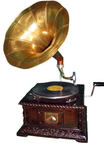 Carving Antique Gramophones - Gramophone Png (357x500), Png Download