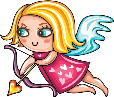 Blonde Cupid Girl Sticker - Girl Cupid (374x324), Png Download