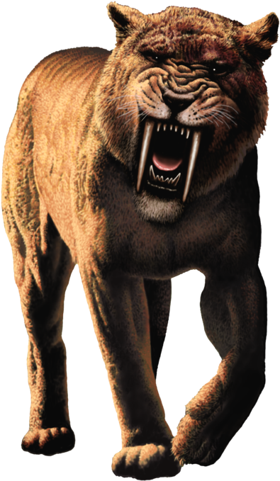 Saber Tooth Tiger And - Dinosaurs Saber Tooth Tiger (424x700), Png Download