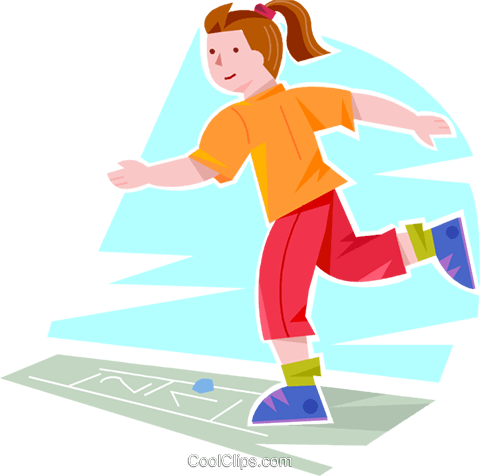 Girl Playing Hopscotch Royalty Free Vector Clip Art - Clip Art (480x476), Png Download