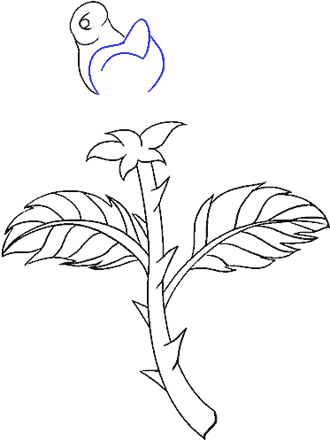How To Draw Rose With A Stem - Drawing (678x600), Png Download