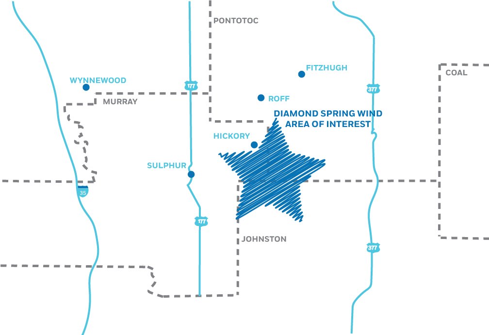 Diamond Spring Wind Project Profile Diamondspring Map - Map (1008x691), Png Download