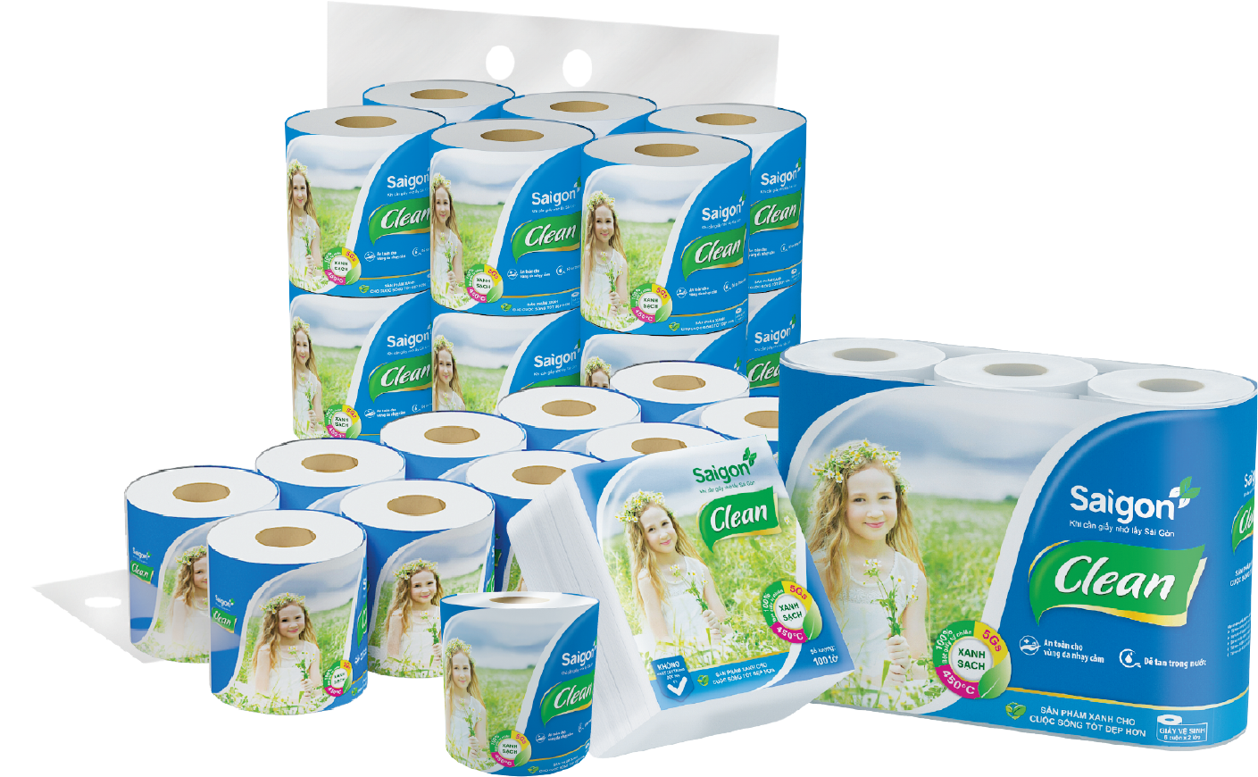Product Lines Of Saigon Tissue - Giay Ve Sinh Sai Gon Clean (1504x1000), Png Download