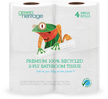 Introducing The 100% Recycled Tissue That's 100% Soft - Atlas Paper Mills Green Heritage Toilet Tissue (378x345), Png Download