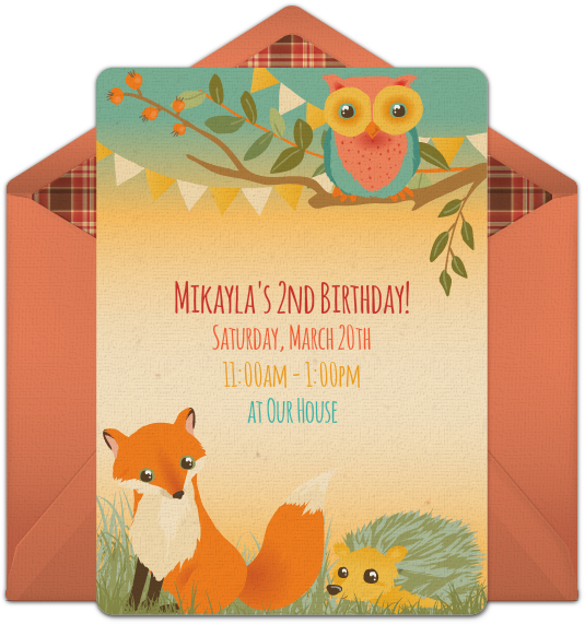 Woodland Animals Online Invitation - Baby Shower (650x650), Png Download