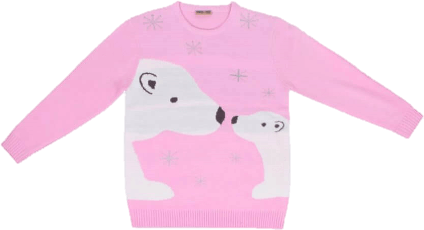 Jersey Navideño Mujer Osa Con Bebé Rosa Para Navidad - Christmas Day (897x897), Png Download