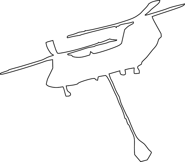 Black And White Art Helicopters (640x561), Png Download