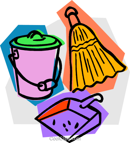 Escoba Con Recogedor Y Cubo Libres De Derechos Ilustraciones - Clipart Besen Eimer (437x480), Png Download