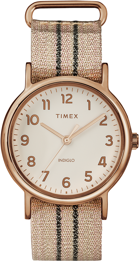 Weekender 38mm Metallic Striped Fabric Strap Watch - Timex Weekender (750x900), Png Download