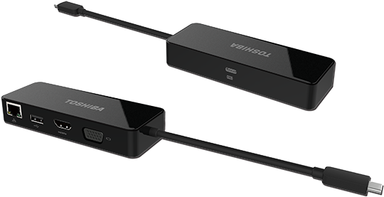 Toshiba Usb-c To Hdmi/vga/lan With Power Delivery - Toshiba Usb C To Hdmi Vga Adapter (600x360), Png Download