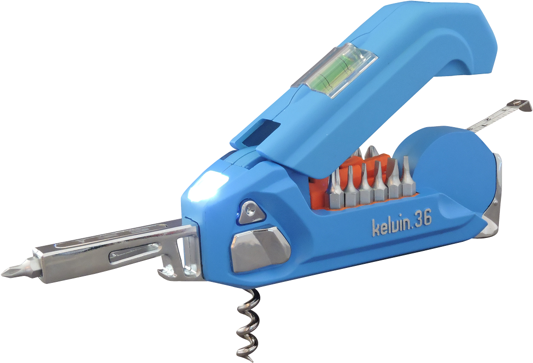 In Addition To The 16 Bit Flip Out Screwdriver, Tape - Kelvin Tools The Kelvin 36 Urban Ultra-tool - Blue (1200x955), Png Download