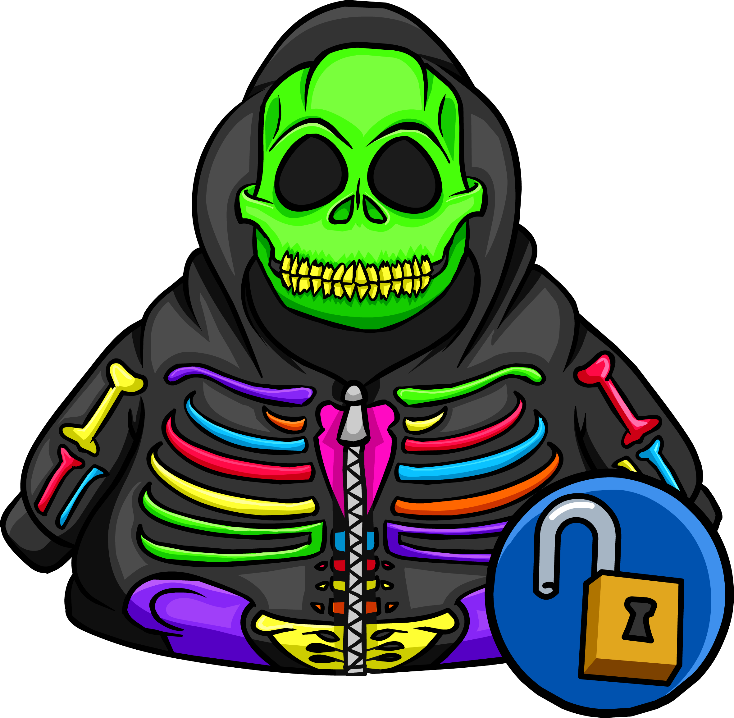 Neon Skeleton Hoodie - Club Penguin Code De Neon Skeleton (2363x2311), Png Download
