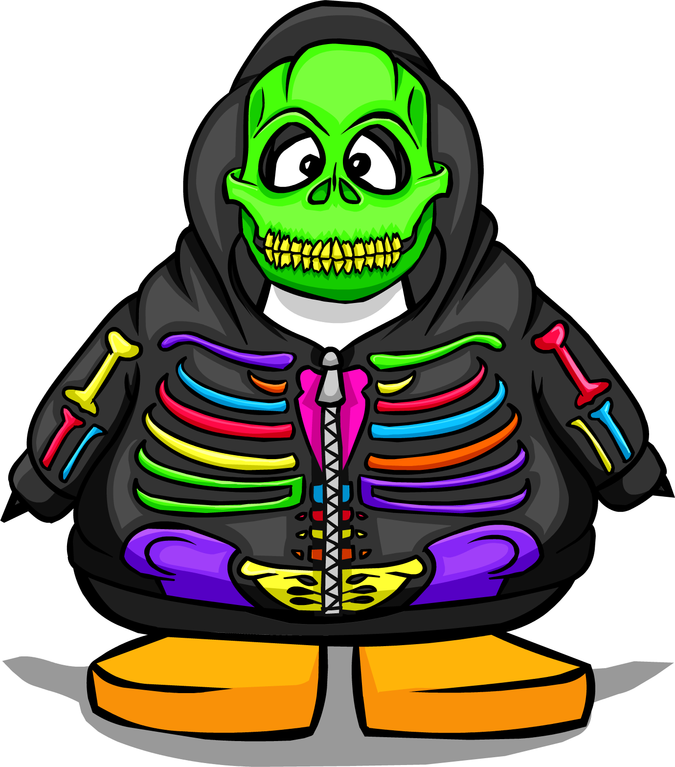 Neon Skeleton Hoodie From A Player Card - Club Penguin Black Belt (1380x1567), Png Download