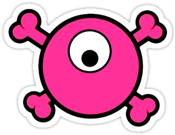 Funny Pink Cyclops Skull And Bones Stickers By Queensoft - Emo Signs (375x360), Png Download