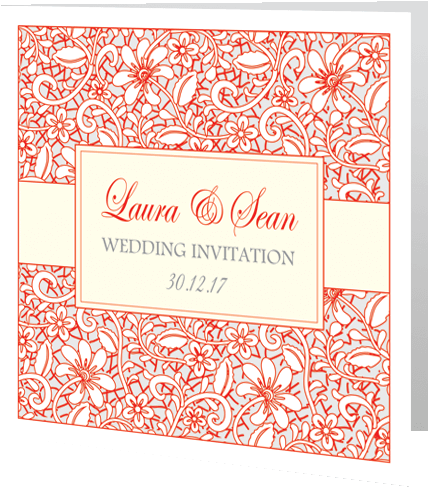 Wedding Day Invite Winter Wedding Lace Red Grey 3d - Wedding (500x500), Png Download