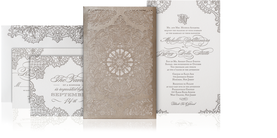 Lace Laser Cut Wedding Invitation Suite - Laser Cut Wedding Invitation Suites (934x585), Png Download