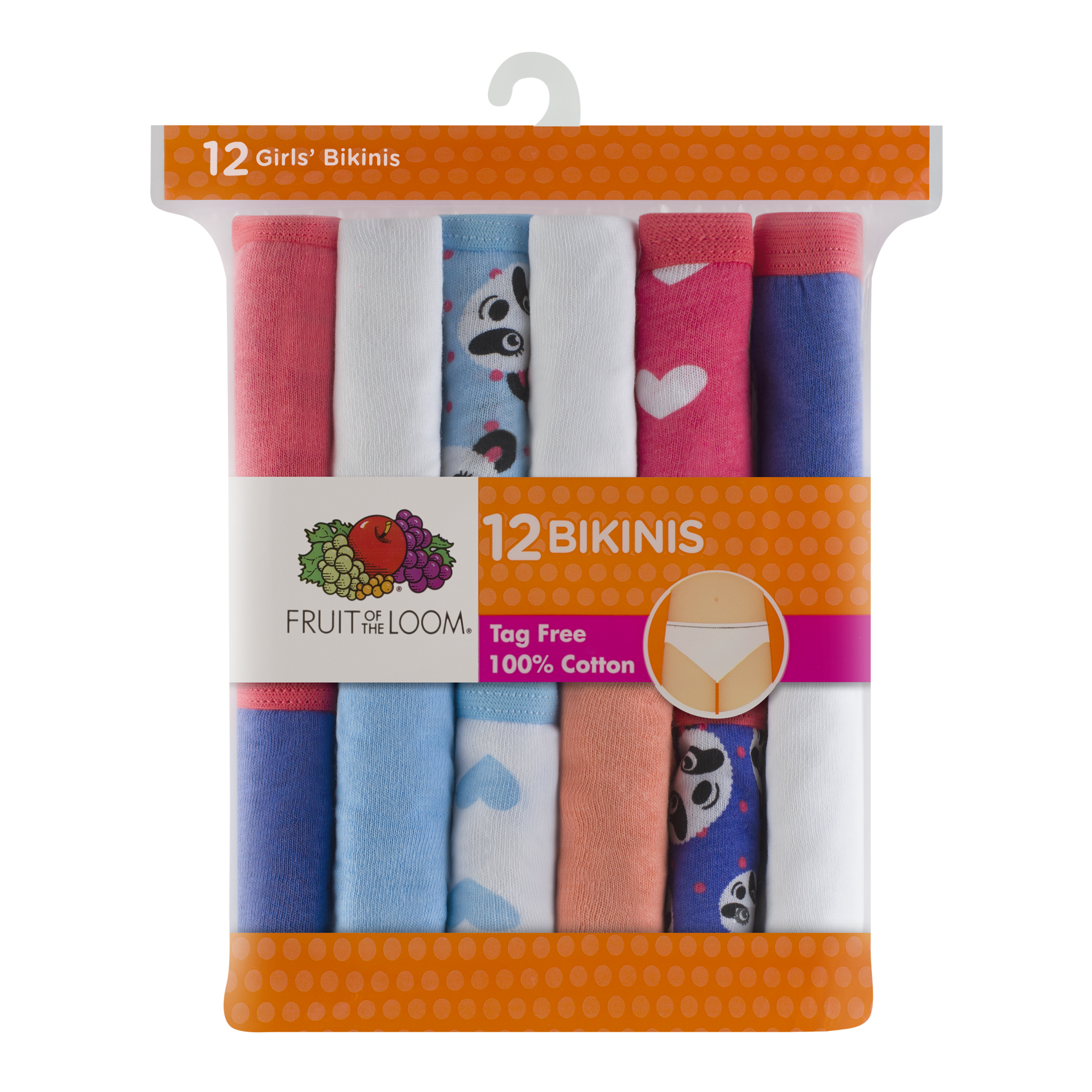 Girls' 12 Pack Assorted Bikini Assorted - Fruit Of The Loom (2232x2768), Png Download