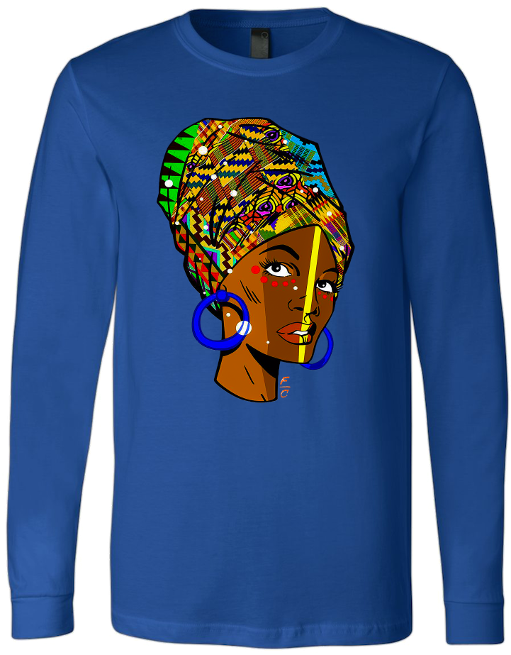 African Woman Long Sleeve T-shirt - Woman Long Sleeve T-shirt (1000x1000), Png Download