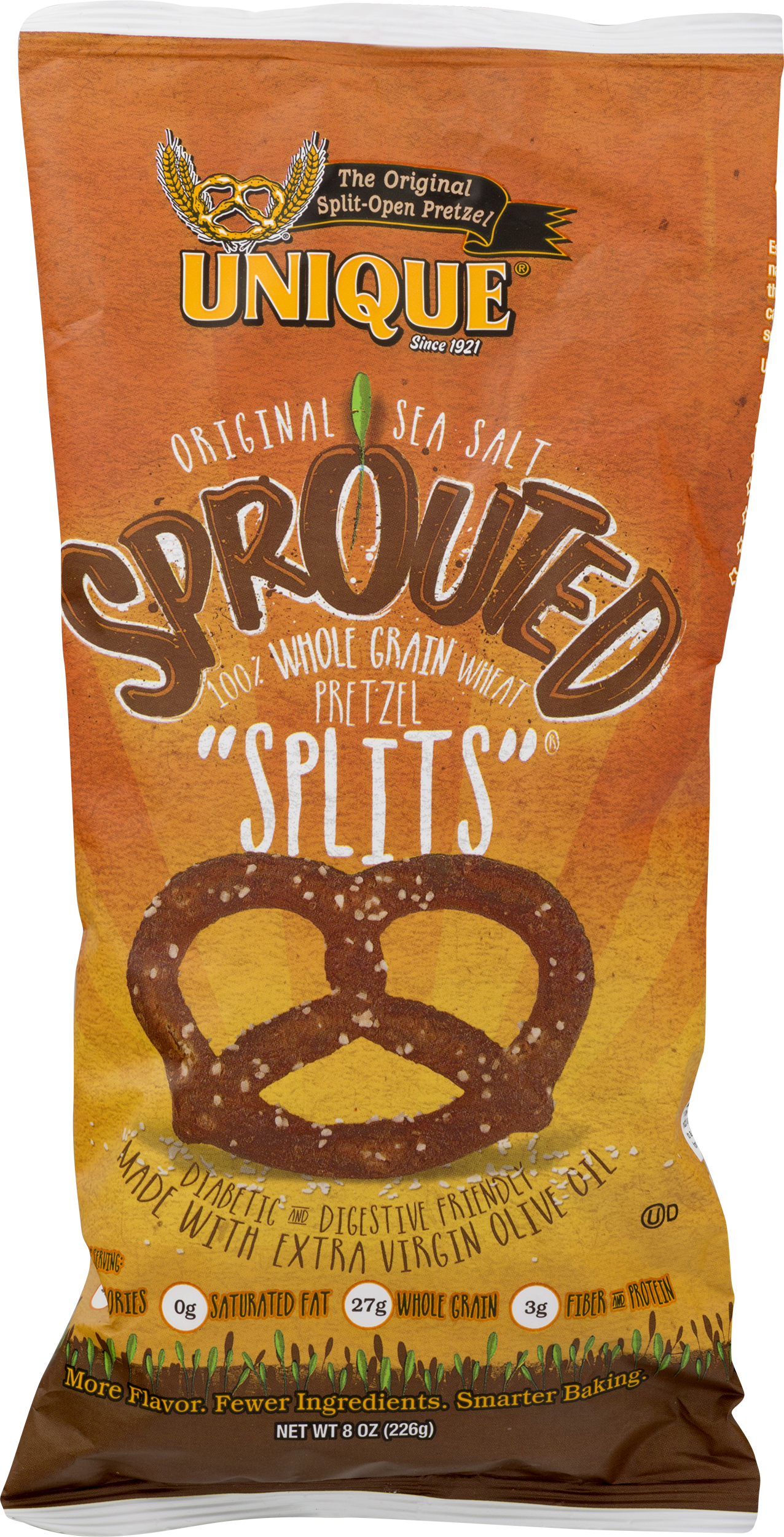 Sprouted 100% Whole Grain Wheat Pretzel - Unique - Sprouted 100 Whole Grain Pretzel Splits Original (1276x2500), Png Download