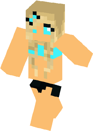 Sexy Aqua Bikini Girl Skin - Minecraft (317x453), Png Download