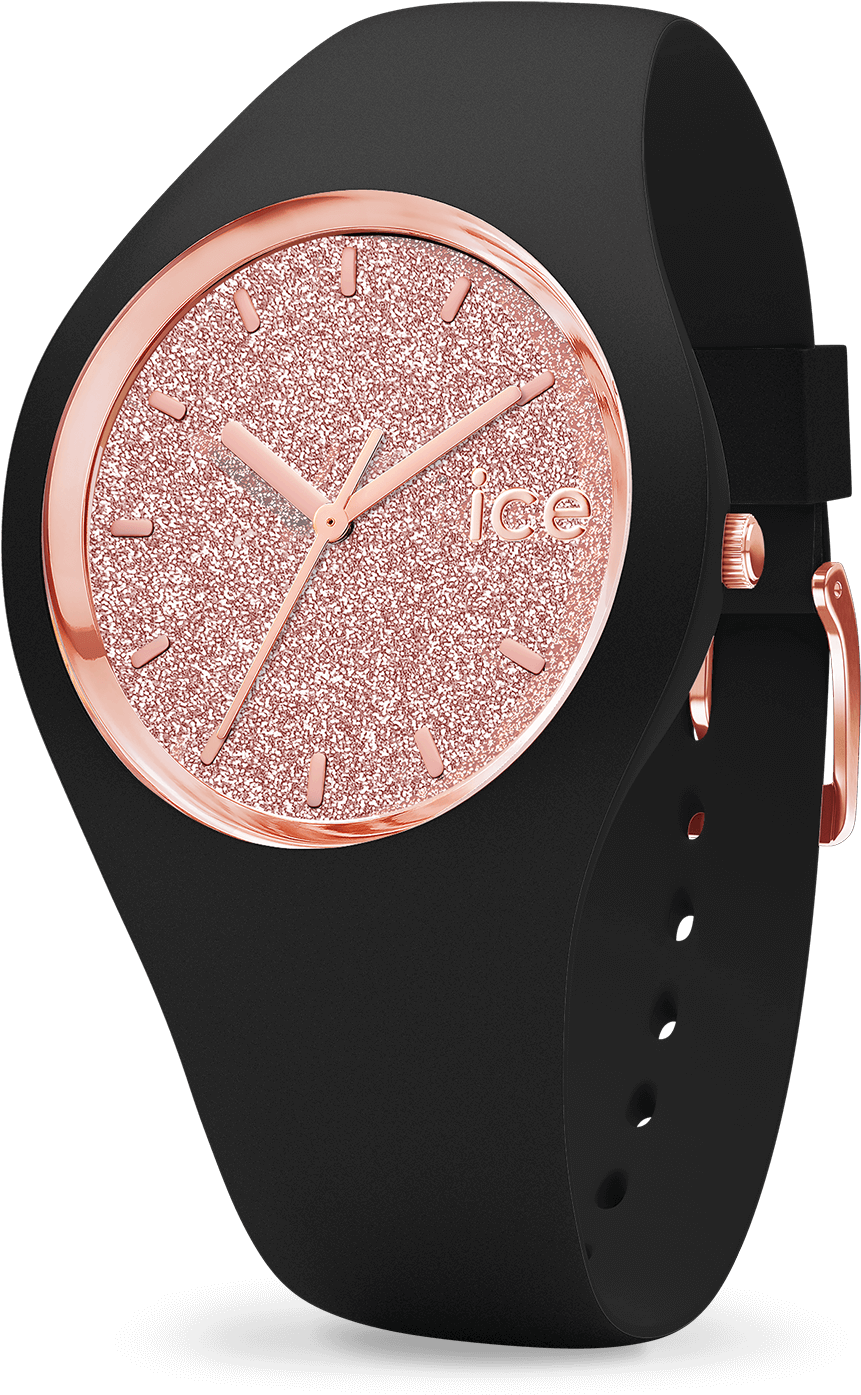 Ice Glitter - Black Rose-gold - Ice Watch Mit Glitter (1500x1500), Png Download
