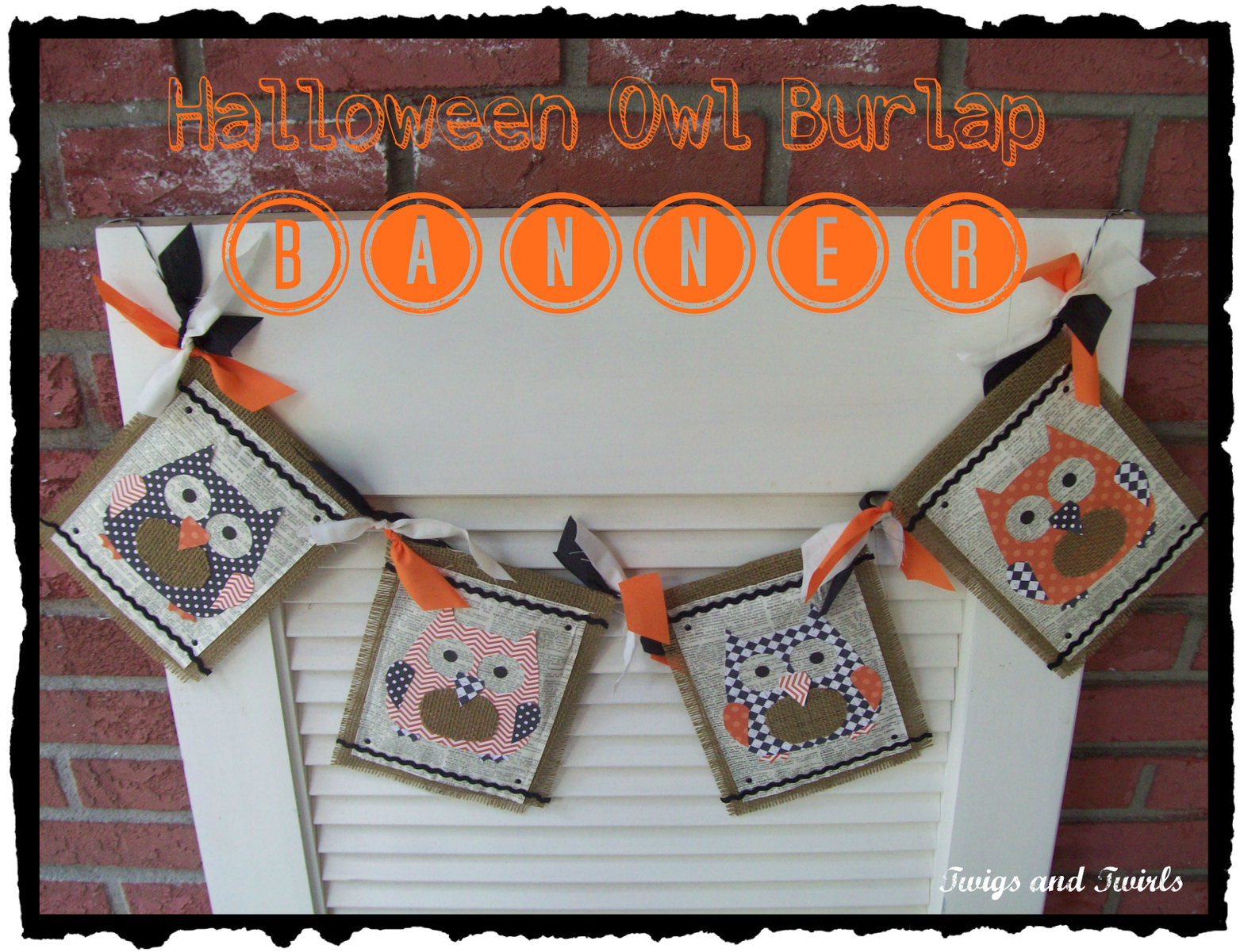 Halloween Owl Burlap Banner - Picture Frame (1600x1200), Png Download