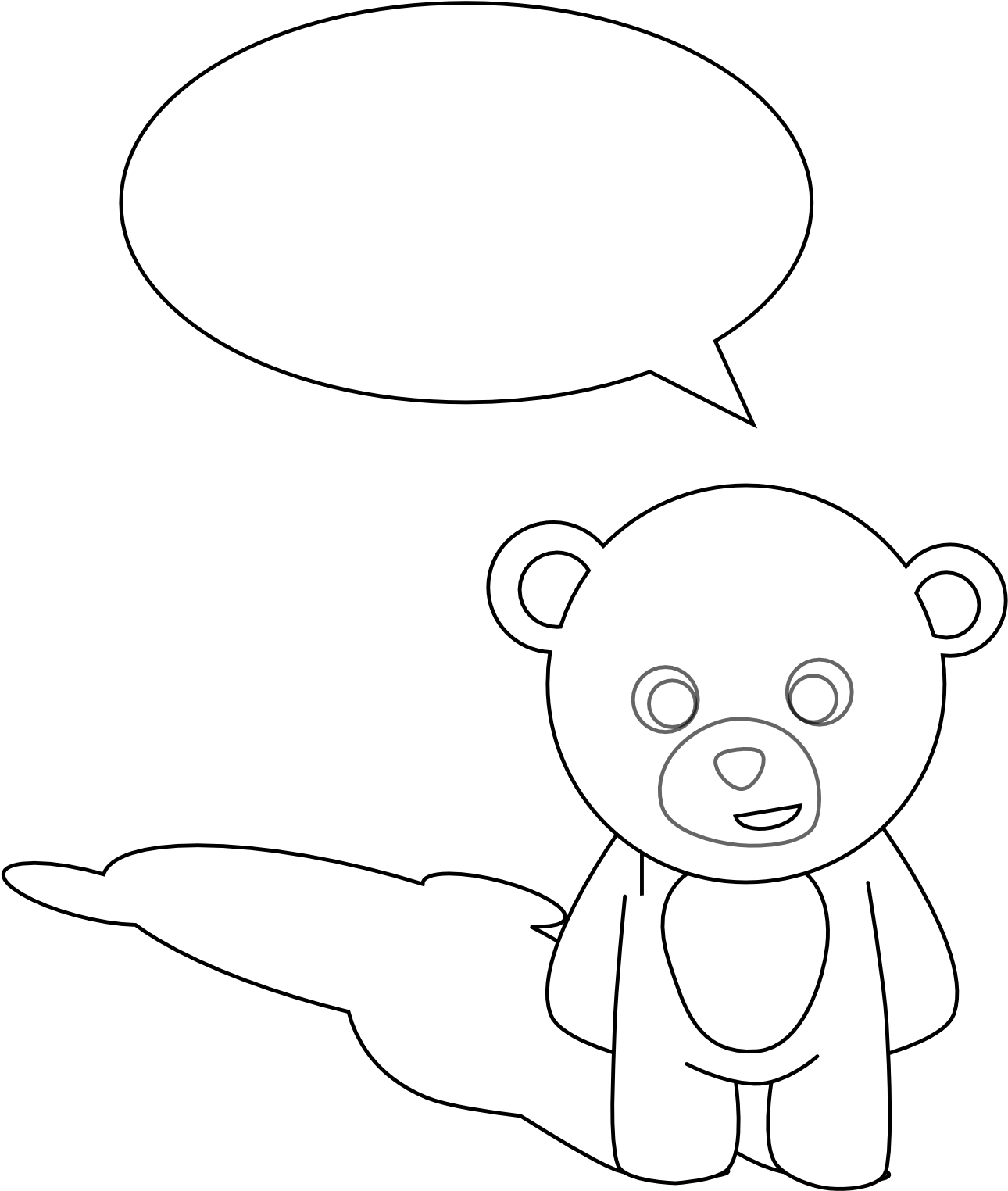 Stellaris Cute Teddy Bear Black White Line Art Tattoo - Coloring Book (555x660), Png Download