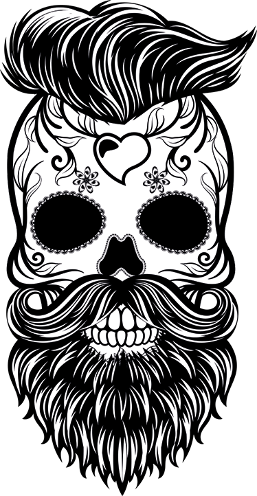 Hipster Skull Sticker - Mexican Skull Beard (374x722), Png Download