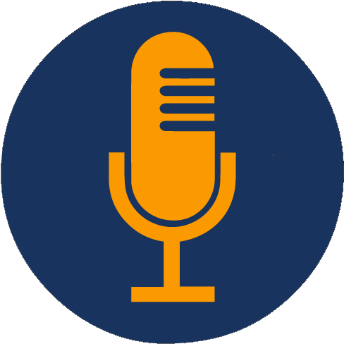 Blue Circle With Orange Microphone - Emblem (506x506), Png Download