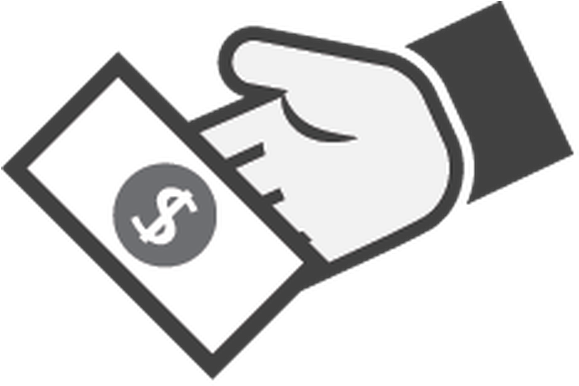 Money Changing Hands Clipart Silhouette - Hand With Money Icon (612x399), Png Download