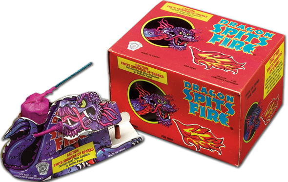 This Dragon Shoots A Green Flame From His Back Before - Fireworks (590x373), Png Download